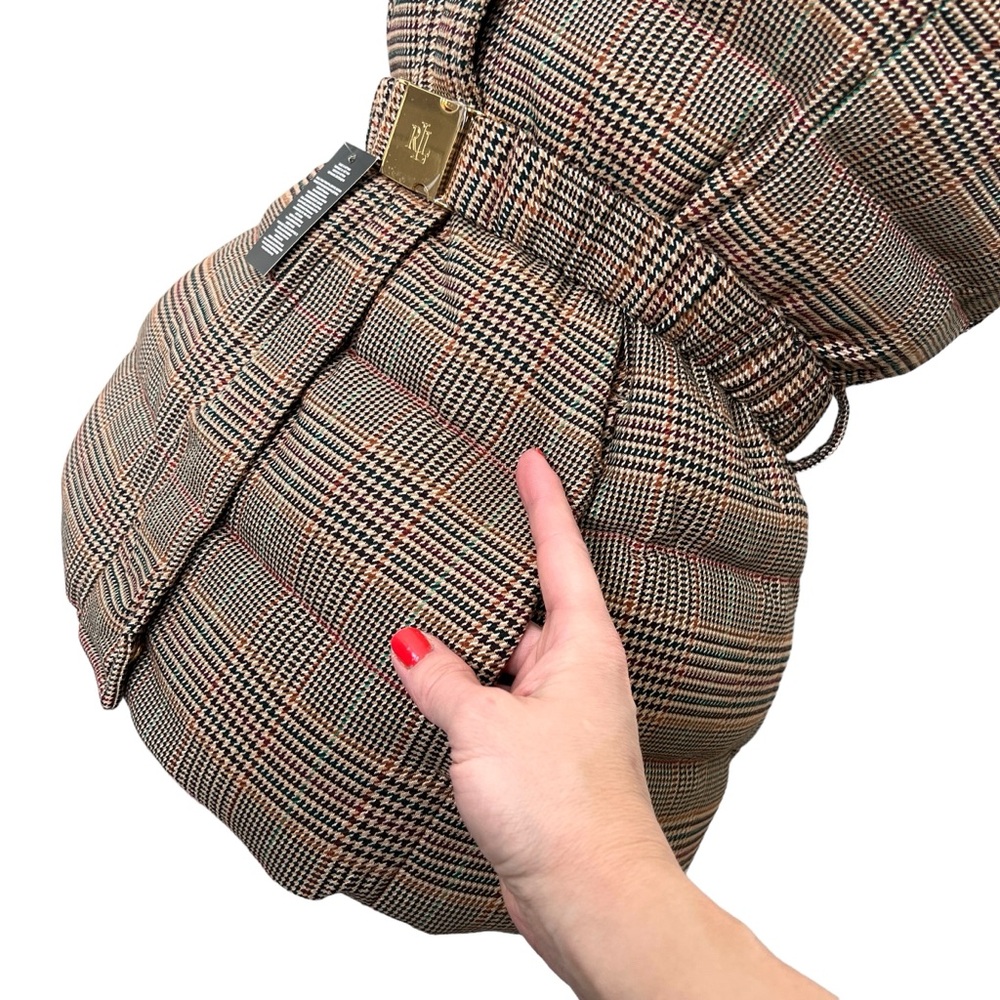 New LAUREN by RALPH LAUREN Quilted Tweed Down Vest Brown Sz 2 - Picture 9 of 17